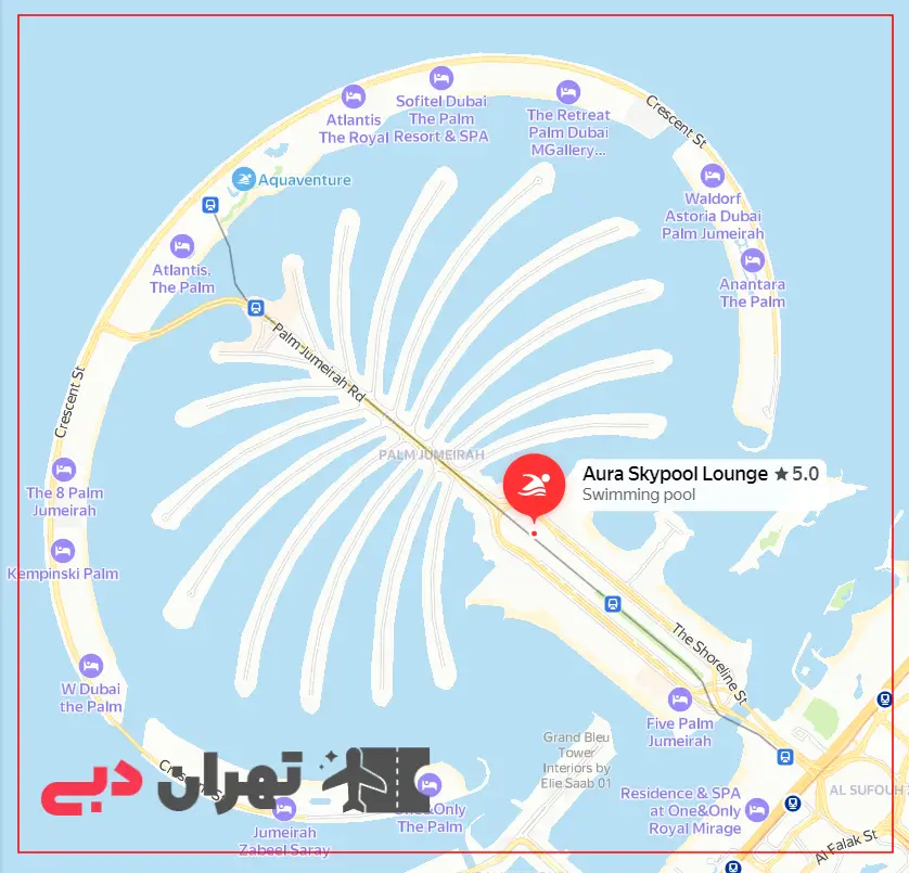 استخر اینفینیتی دبی روی نقشه گوگل